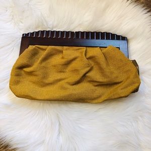 Clutch With Mahogany Wooden Clasp Handle